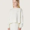 „Journey“-Mädchen-Sweatshirt aus weißer Baumwolle mit Kristallen und Logo