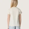 „Journey“-Mädchen-T-Shirt aus weißem Baumwolljersey mit silbernen Nieten