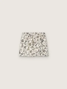 „Journey“-Minirock für Mädchen aus weißem Baumwoll-Canvas mit grünem Blumenprint
