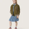 Journey Unisex-Bomberjacke aus militärgrünem Nylon-Twill mit gesticktem Aufnäher