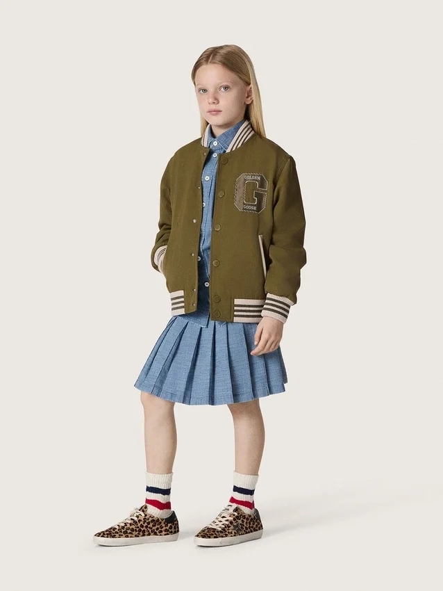 Journey Unisex-Bomberjacke aus militärgrünem Nylon-Twill mit gesticktem Aufnäher