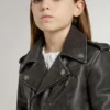 Jungen-Bikerjacke aus Leder im Used-Look
