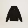 Jungen-Kapuzen-Sweatshirt in Schwarz mit kontrastierenden weißen Sternen