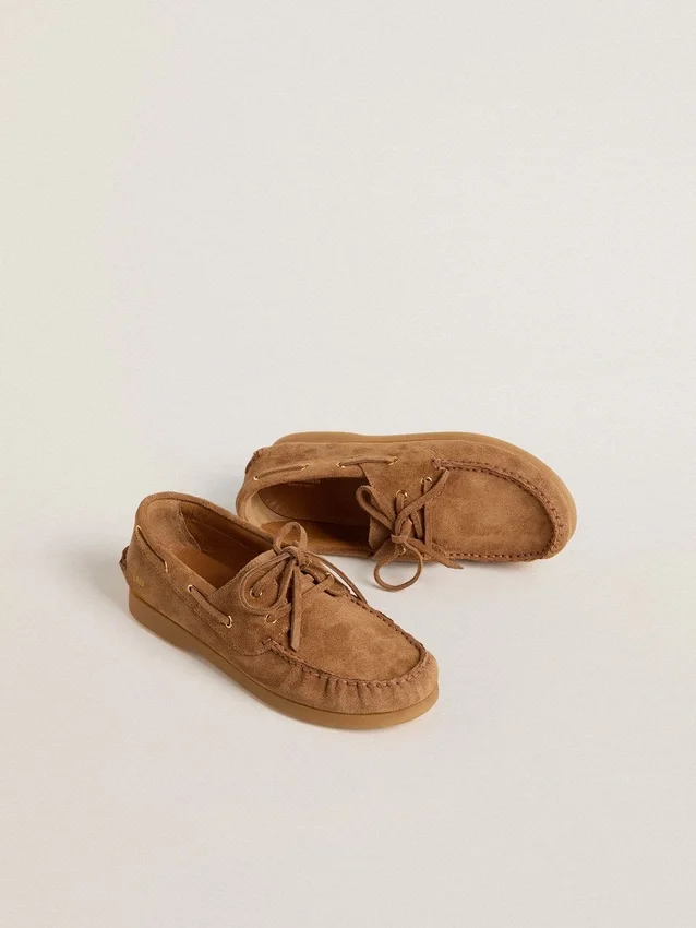 Junior-Cruise-Loafer aus hellbraunem Wildleder
