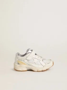 Junior Lightstar aus weißem Leder und Mesh mit weißem Lederstern