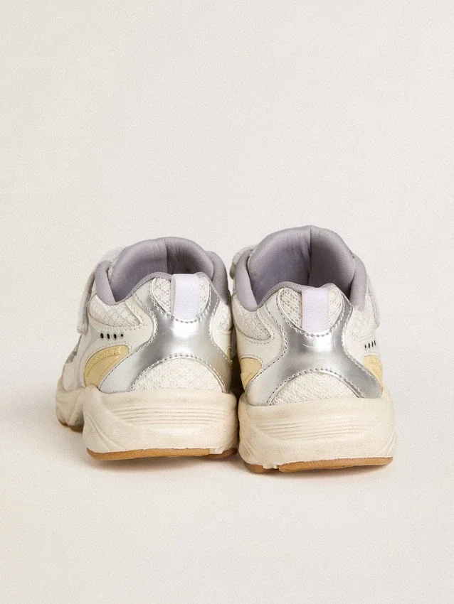 Junior Lightstar aus weißem Leder und Mesh mit weißem Lederstern