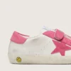„Young Old School“ aus cremefarbenem Leder mit rosa Stern und Einsätzen aus Wildleder