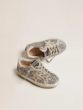 Junior Super-Star mit silbernem Glitzer und Wildleder-Details