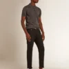 Kurzärmeliges Herren-Poloshirt aus grauer Merinowolle