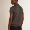 Kurzärmeliges Herren-Poloshirt aus grauer Merinowolle