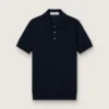 Kurzärmeliges Herren-Poloshirt aus marineblauer Merinowolle
