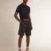 Kurzärmeliges Herren-Poloshirt aus marineblauer Merinowolle