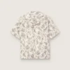 Kurzärmeliges Herrenhemd aus Baumwolle mit schwarz-weißem Blumenprint