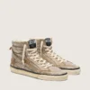 LAB-Sneaker für Damen im Slide-Stil aus tabakfarbenem Wildleder mit Kristallen und einem Stern aus tabakfarbenem Wildleder