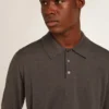 Langärmliges Herren-Poloshirt aus grauer Merinowolle