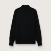 Langärmliges Herren-Poloshirt aus schwarzer Merinowolle
