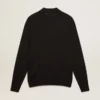 Langärmliges Herren-Poloshirt aus schwarzer Merinowolle