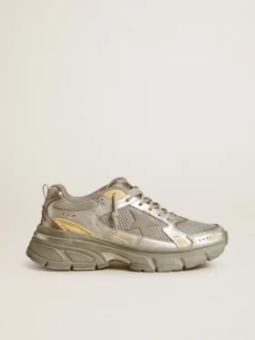 Lightstar für Damen aus Metallic-Leder und silbernem Mesh mit grauem Stern