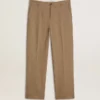 Maßgeschneiderte Hose aus sandfarbener Leinenmischung mit Chevron-Muster