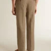 Maßgeschneiderte Hose aus sandfarbener Leinenmischung mit Chevron-Muster