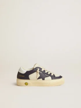 May Junior aus weißem und blauem Leder mit Lederstern und Fersenlasche