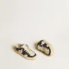 May Junior aus weißem und blauem Leder mit Lederstern und Fersenlasche