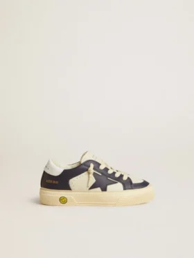 May Young aus weißem und blauem Leder mit Lederstern und Fersenlasche