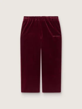 Mädchenhose in Burgunderrot mit Samtoptik und Gesäßtasche