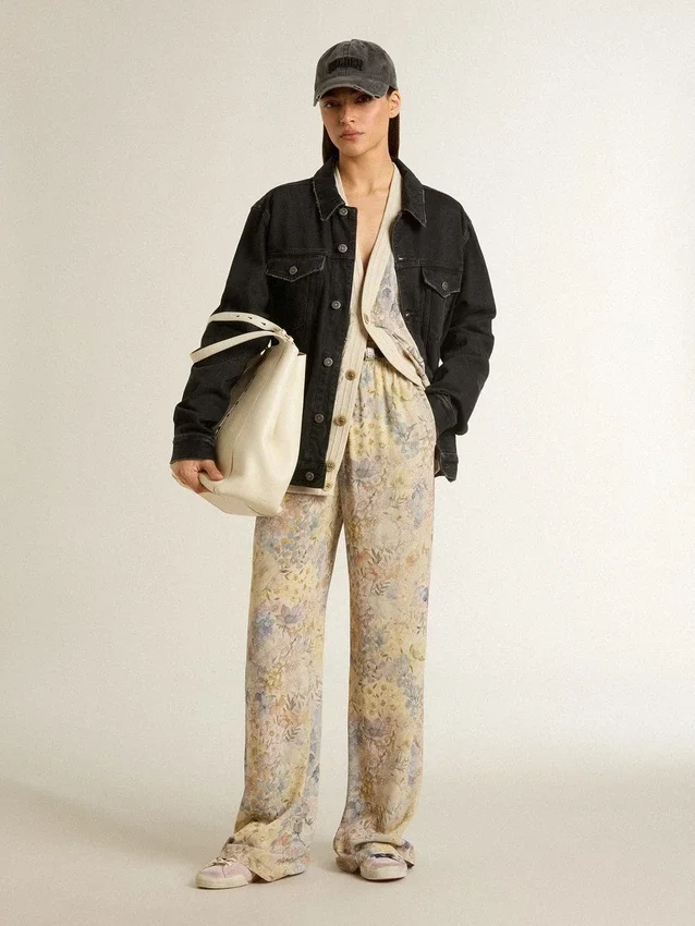Mehrfarbige Damen-Jogginghose mit Blumenprint