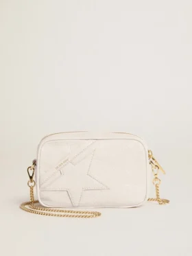 Mini Star Bag aus butterweißem Leder mit Ton-in-Ton-Stern