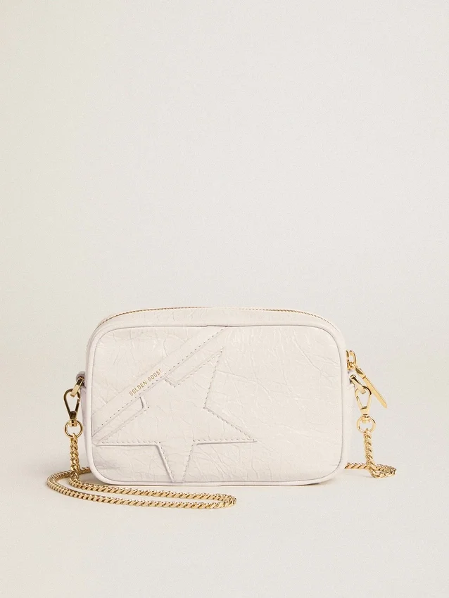 Mini Star Bag aus butterweißem Leder mit Ton-in-Ton-Stern