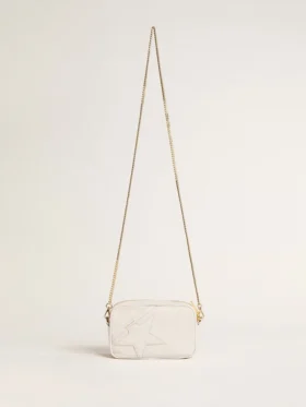 Mini Star Bag aus butterweißem Leder mit Ton-in-Ton-Stern