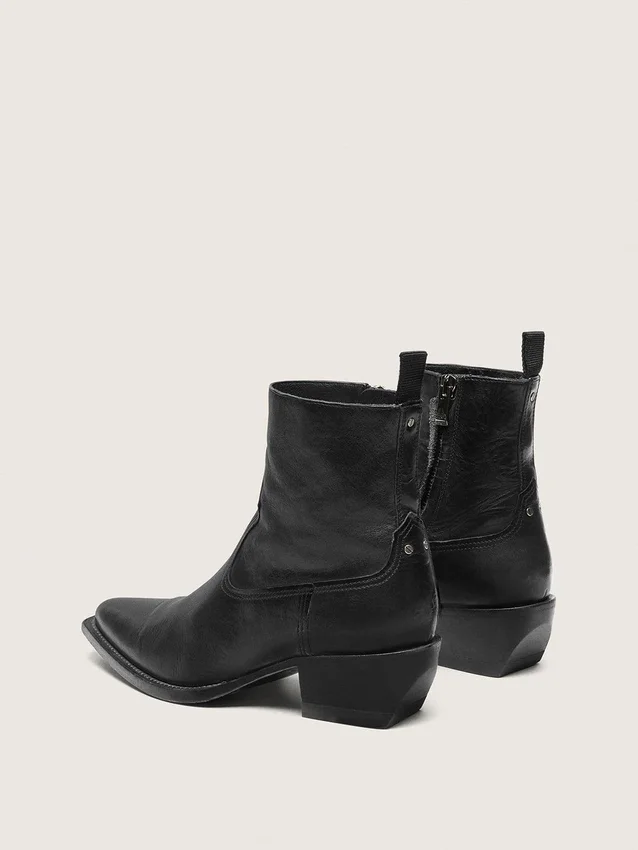 Niedrige „Debbie“-Herrenstiefel aus schwarzem Leder