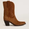 Niedrige „Wish Star“-Stiefel aus cognacfarbenem Wildleder mit ton-in-ton gesticktem Stern
