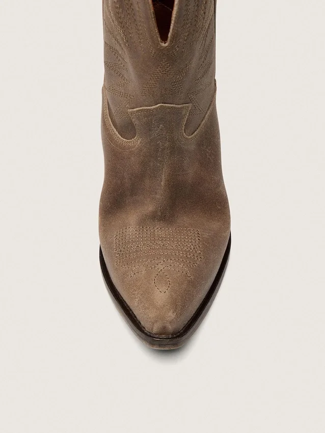 Niedrige „Wish Star“-Stiefel für Damen aus grauem Wildleder mit Sternstickerei