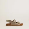 Noa Young Sandalen aus Mikroglitzer- und Platinleder
