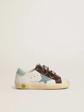 Old School Young aus Nappaleder mit hellblauem Stern aus Wildleder und braunen Wildledereinsätzen