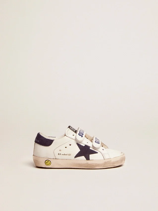 „Old School Young“ aus weißem Leder mit blauem Stern aus Wildleder und Fersenlasche