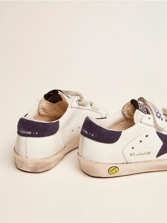 „Old School Young“ aus weißem Leder mit blauem Stern aus Wildleder und Fersenlasche