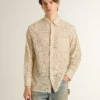 Oversize-Hemd aus cremefarbener, durchscheinender Spitze