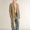 Oversize-Hemd aus cremefarbener, durchscheinender Spitze