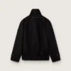 Oversize-Jacke für Damen aus schwarzem Baumwoll-Twill mit floraler Paillettenstickerei