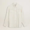 Oversized-Herrenhemd in „Worn-White“-Optik mit vertikalen Streifen