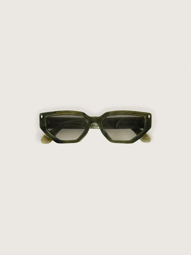Rechteckige Sonnenbrille „Jamie“ mit Rahmen in grüner Marmoroptik