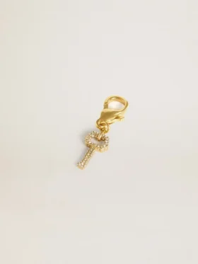 Schlüsselanhänger aus goldfarbenem Messing mit Kristallen
