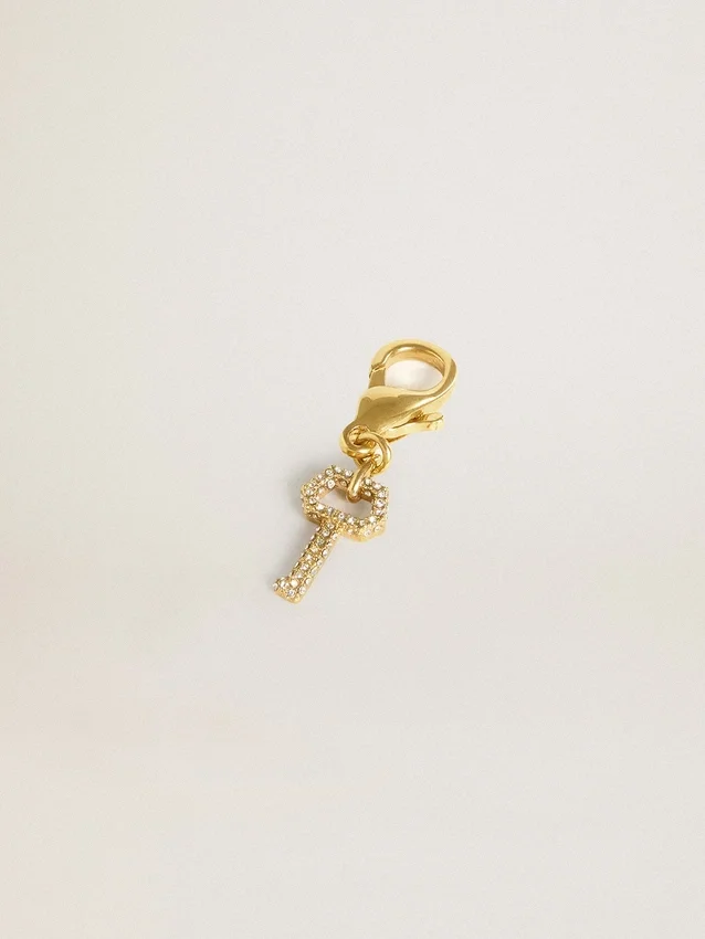 Schlüsselanhänger aus goldfarbenem Messing mit Kristallen
