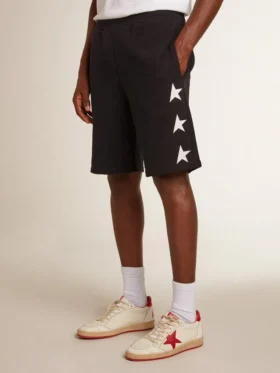 Schwarze Bermudashorts für Herren mit weißen Sternen