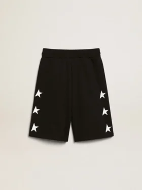 Schwarze Bermudashorts für Jungen mit weißen Sternen