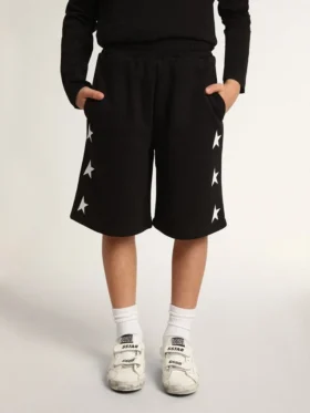 Schwarze Bermudashorts für Jungen mit weißen Sternen