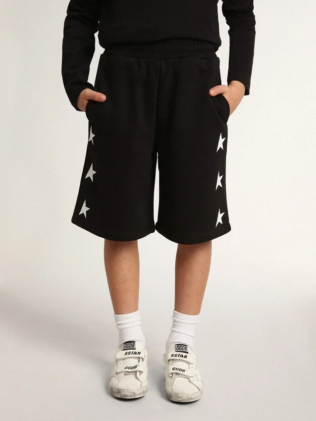 Schwarze Bermudashorts für Jungen mit weißen Sternen